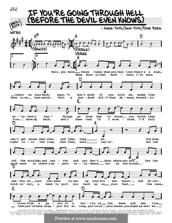 If You're Going Through Hell (Before the Devil Even Knows): Melodische Linie by Dave Berg, Annie Tate, Sam Tate