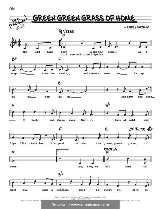 Green Green Grass of Home: Melodische Linie by Curly Putman