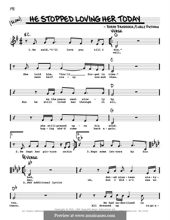 He Stopped Loving Her Today (George Jones): Melodische Linie by Bobby Braddock, Curly Putman