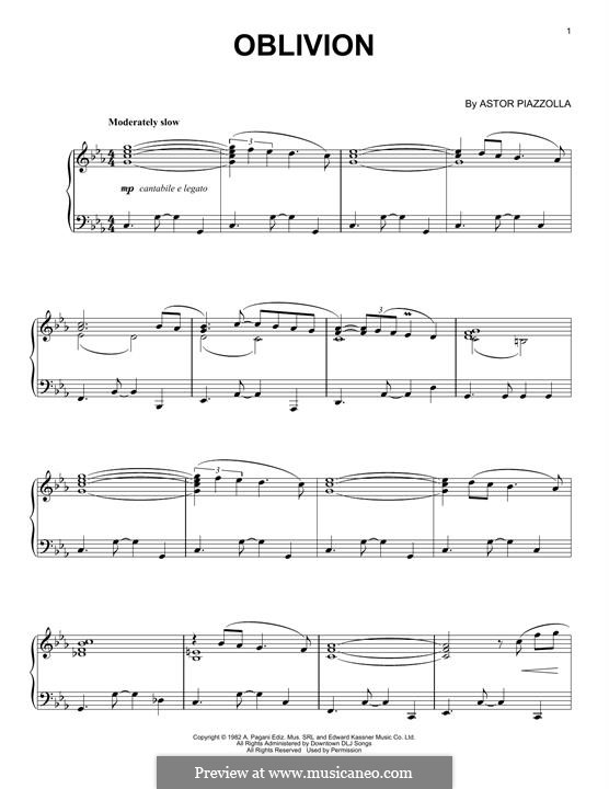 Oblivion: Für Klavier by Astor Piazzolla