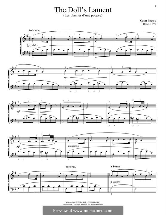 Der kleinen Puppe Klagelied: Für Klavier by César Franck