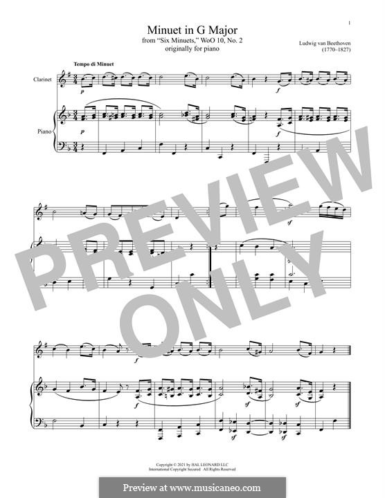 Menuett in G-Dur: Für Klarinette und Klavier by Ludwig van Beethoven