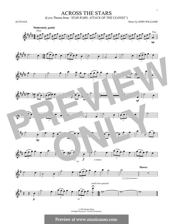 Across The Stars (from Star Wars: Attack Of The Clones): Für Altsaxophon by John Williams