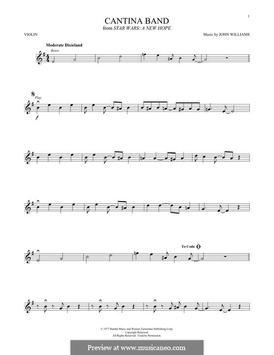 Cantina Band (from Star Wars: A New Hope): Für Violine by John Williams