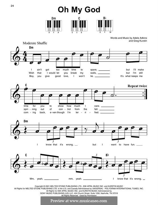 Oh My God (Adele): Für Klavier, leicht by Greg Kurstin
