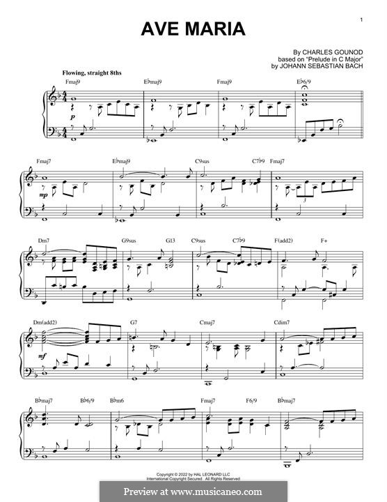 Ave Maria (Printable Sheet Music): Für Klavier (jazz version) by Johann Sebastian Bach, Charles Gounod