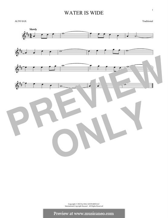 The Water is Wide (O Waly, Waly), Printable scores: Für Altsaxophon by folklore