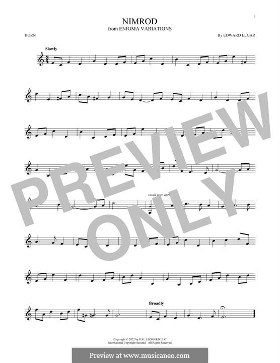 Variation Nr.9 'Nimrod': For horn by Edward Elgar