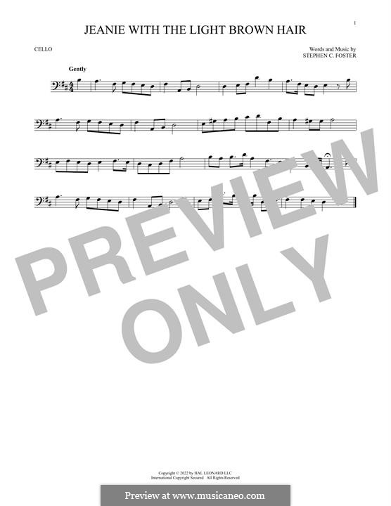 Jeanie with the Light Brown Hair: Für Cello by Stephen Foster