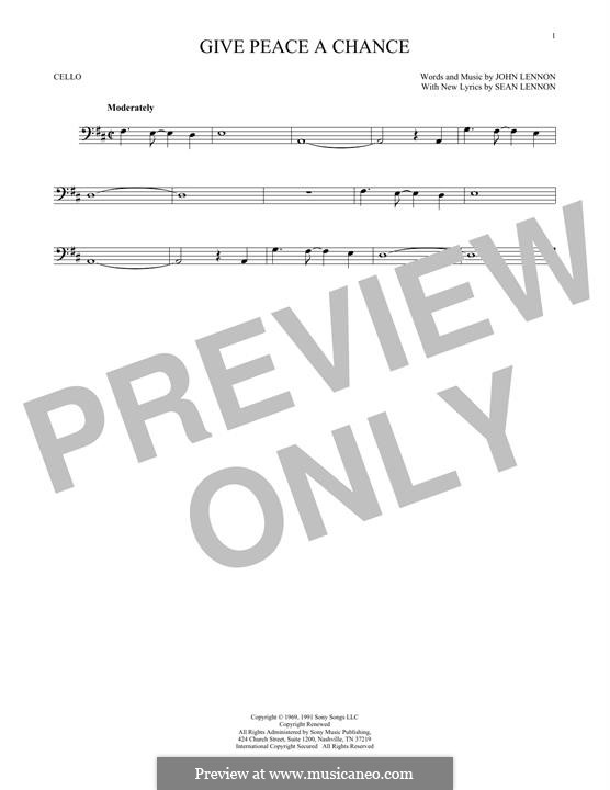 Give Peace a Chance: Für Cello by John Lennon