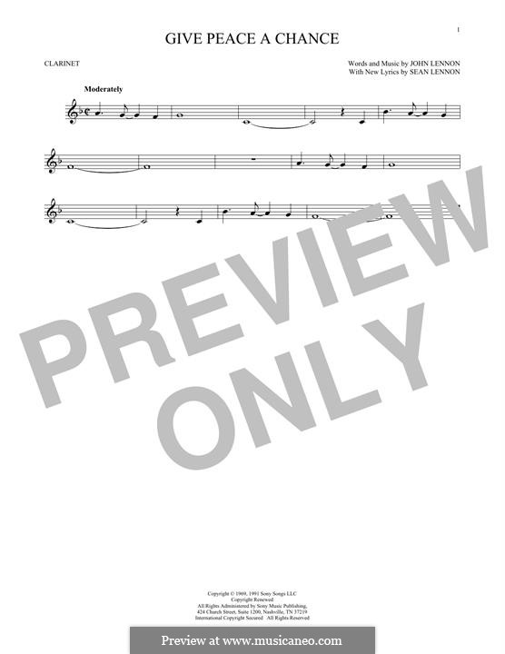 Give Peace a Chance: Für Klarinette by John Lennon