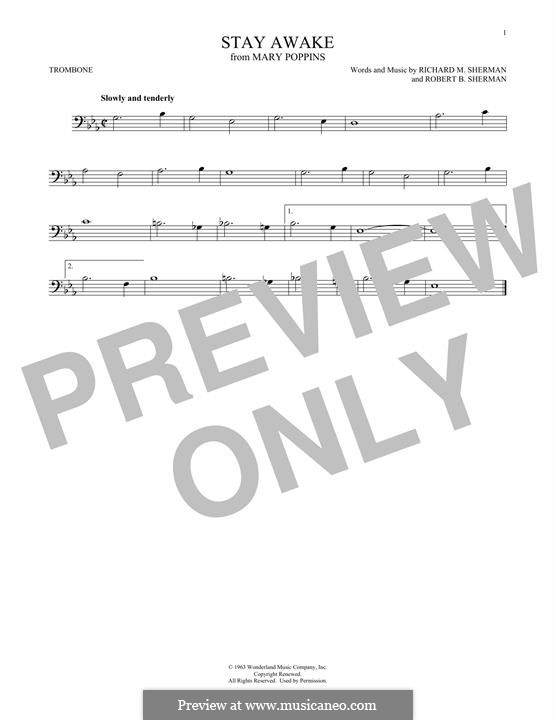 Stay Awake (from Mary Poppins): For trombone by Richard M. Sherman, Robert B. Sherman