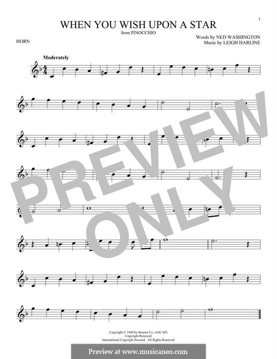 When You Wish Upon a Star (from Disney's Pinocchio): For horn by Leigh Harline