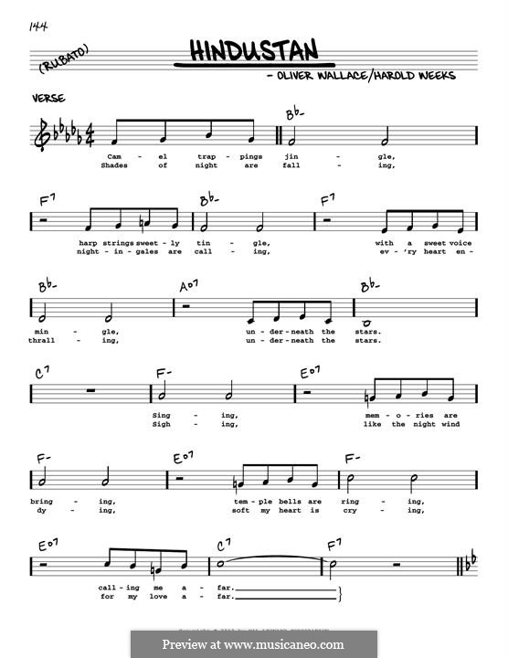 Hindustan (Rosemary Clooney) von H. Weeks, O. Wallace Noten auf MusicaNeo