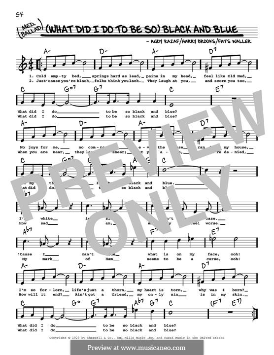 (What Did I Do To Be So) Black And Blue (Louis Armstrong): Melodische Linie by Fats Waller, Harry Brooks