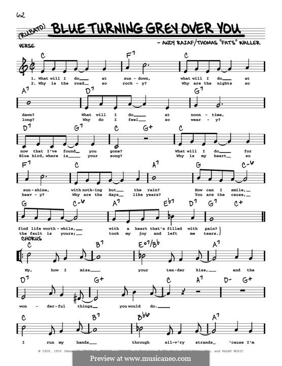 Blue Turning Grey Over You: Melodische Linie by Fats Waller