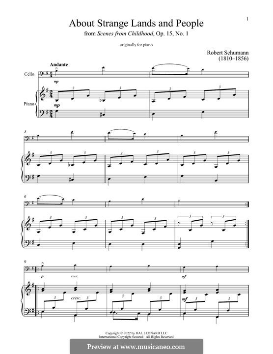 Nr.1 Von fremden Ländern und Menschen: Für Cello und Klavier by Robert Schumann