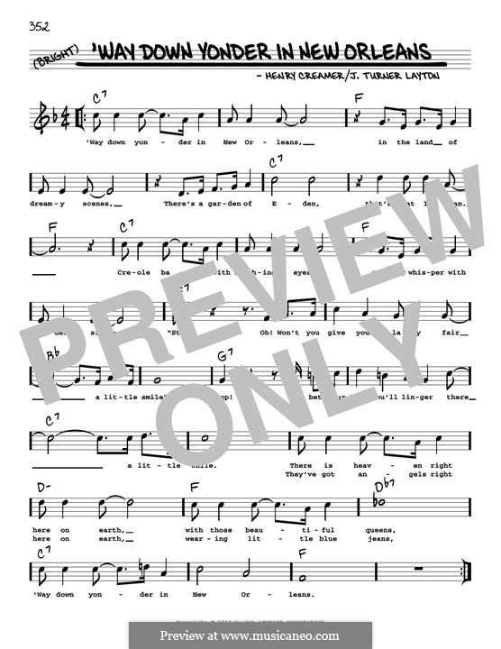 Way Down Yonder in New Orleans: Melodische Linie by J. Turner Layton