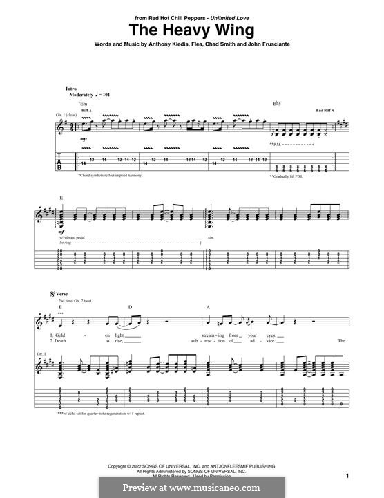 The Heavy Wing (Red Hot Chili Peppers): Für Gitarre mit Tabulatur by Flea, Anthony Kiedis, Chad Smith, John Frusciante