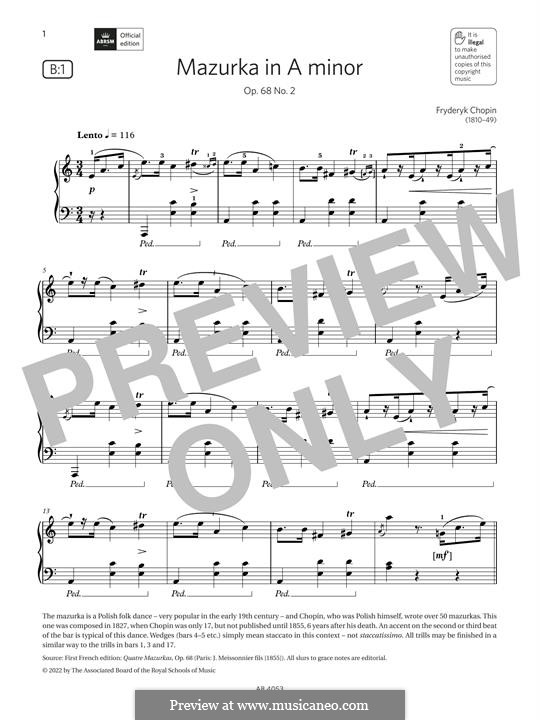 Mazurkas, Op. posth.68: No.2 in A Minor by Frédéric Chopin