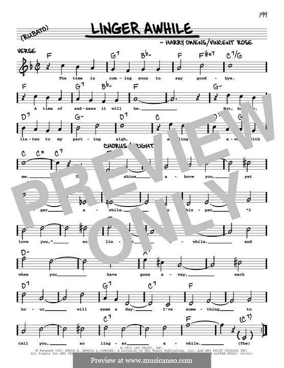 Linger Awhile (Duke Ellington): Melodische Linie by Harry Owens, Vincent Rose
