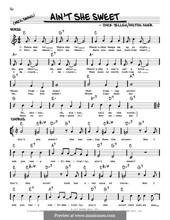Ain't She Sweet (The Beatles): Melodische Linie by Milton Ager