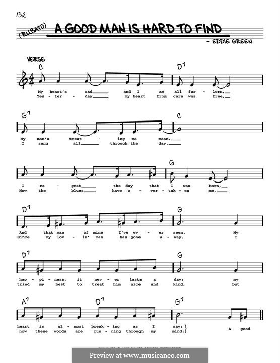 A Good Man Is Hard to Find: Melodische Linie by Eddie Green