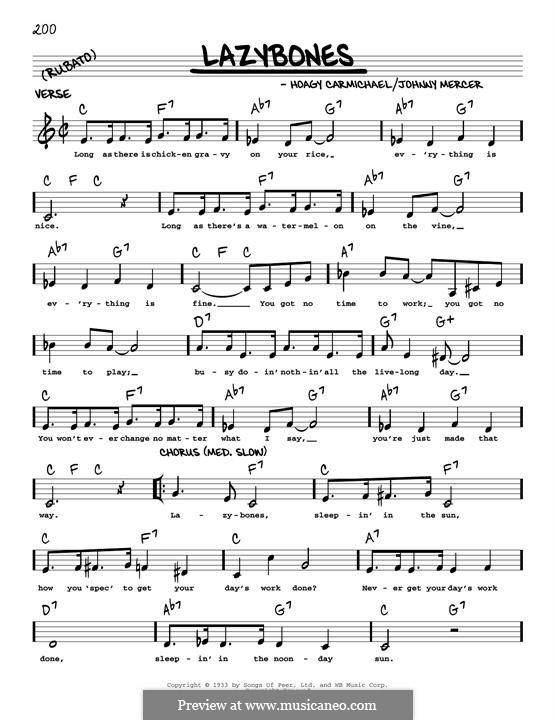 Lazybones: Melodische Linie by Johnny Mercer
