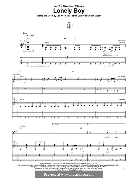 Lonely Boy (The Black Keys): Für Gitarre by Brian Burton, Daniel Auerbach, Patrick Carney