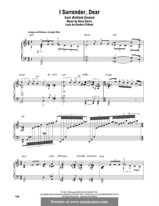 I Surrender, Dear: Für Klavier by Harry Barris