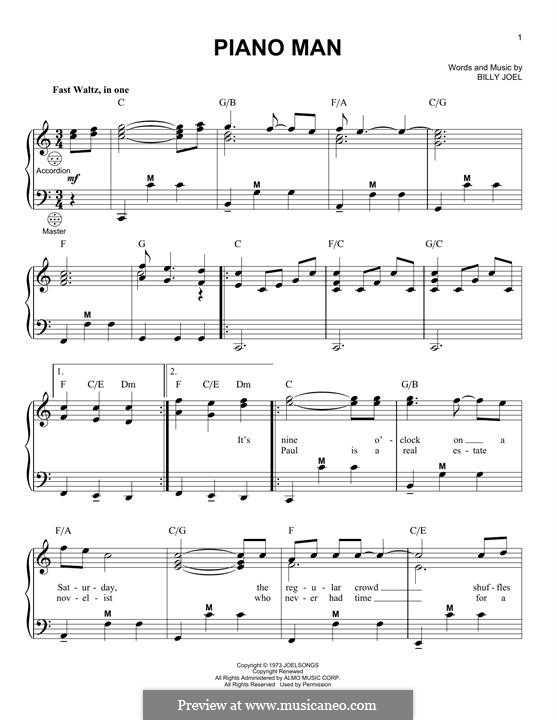 Piano Man: Für Akkordeon by Billy Joel