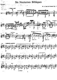 Six nocturnes bibliques, Op.3: Für Gitarre by Marco Aurelio Zani de Ferranti