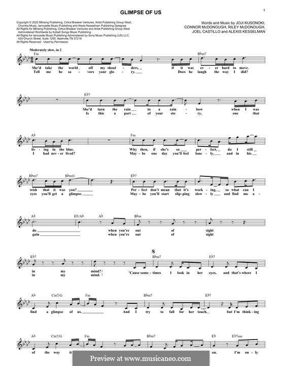 Glimpse Of Us (Joji): Für Keyboard by Connor McDonough