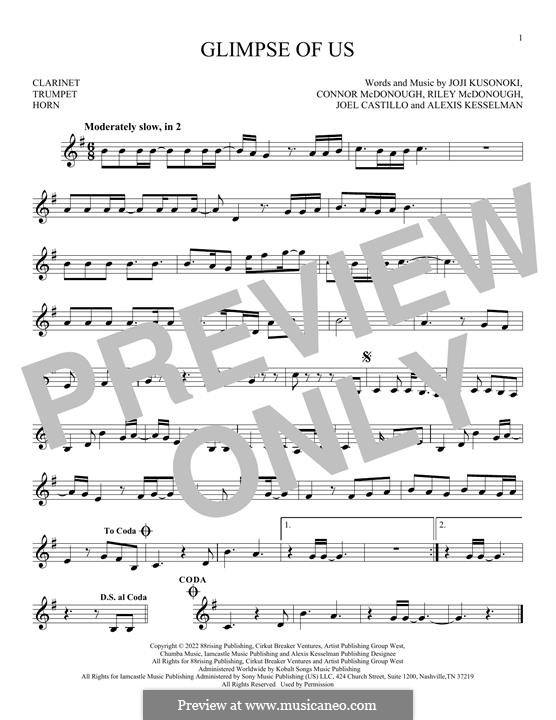 Glimpse Of Us (Joji): Für Klarinette by Connor McDonough