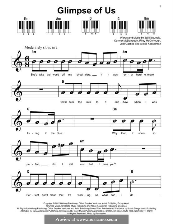 Glimpse Of Us (Joji): Für Klavier by Connor McDonough