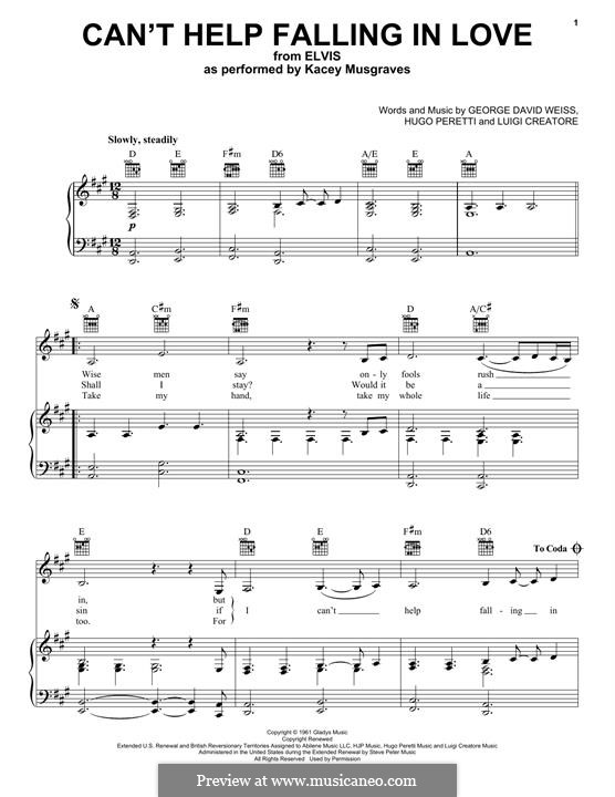 Vocal version: Für Stimme und Klavier (oder Gitarre) by George David Weiss, Hugo Peretti, Luigi Creatore