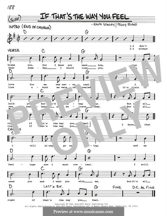 If That's the Way You Feel (Ralph Stanley): Melodische Linie by Peggy Bland