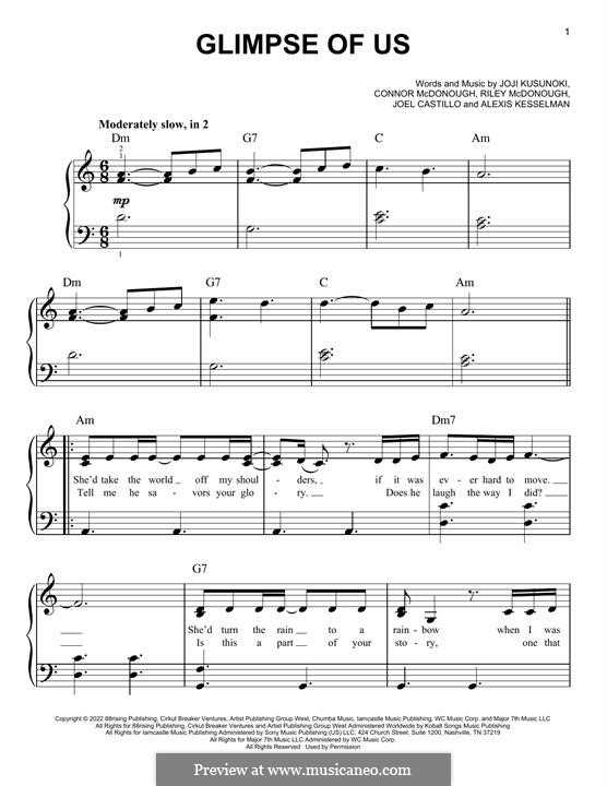 Glimpse Of Us (Joji): Für Klavier by Connor McDonough