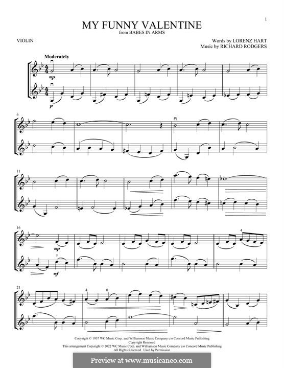 My Funny Valentine: Für zwei Violinen by Richard Rodgers