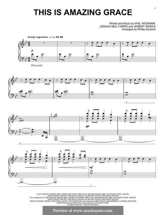 This is Amazing Grace: Für Klavier by Joshua Farro, Jeremy Riddle, Phil Wickham