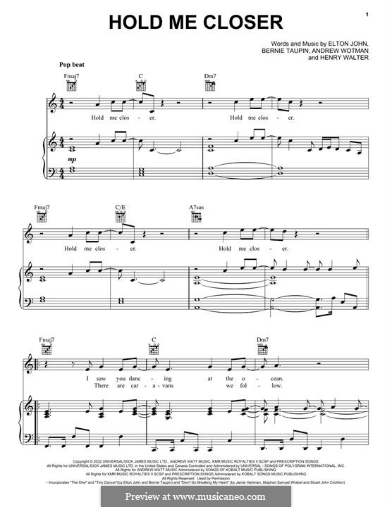 Hold Me Closer (Elton John & Britney Spears): Für Stimme und Klavier (oder Gitarre) by Bernie Taupin, Elton John, Henry Russell Walter