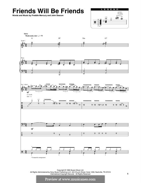 Friends Will Be Friends (Queen): Transcribed score by Freddie Mercury, John Deacon