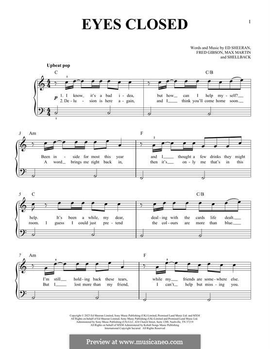 Eyes Closed: Für Klavier by Ed Sheeran