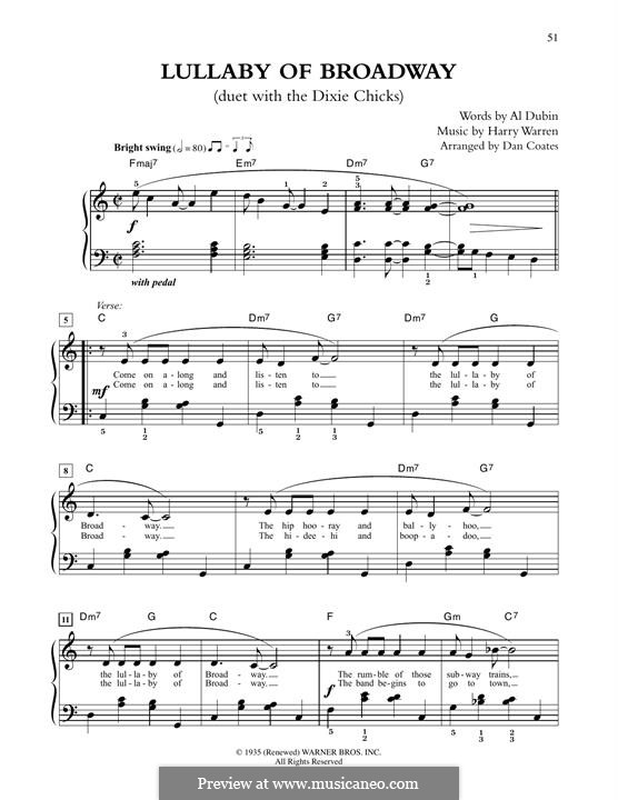 Lullaby of Broadway: Für Klavier by Harry Warren