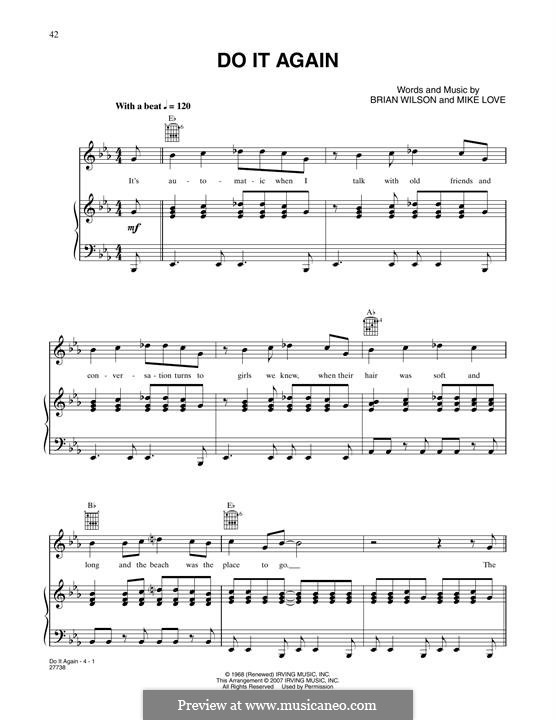 Do It Again (The Beach Boys): Für Stimme und Klavier (oder Gitarre) by Brian Wilson, Mike Love