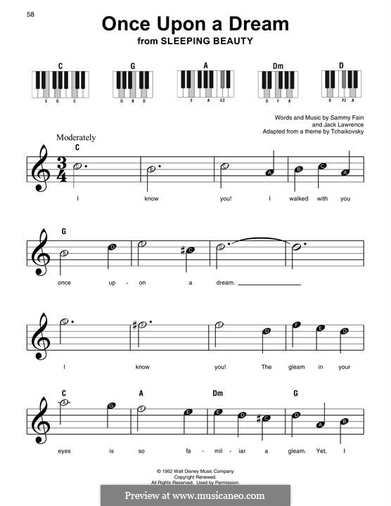 Once Upon A Dream (from Sleeping Beauty): Für Klavier, leicht by Jack Lawrence, Sammy Fain