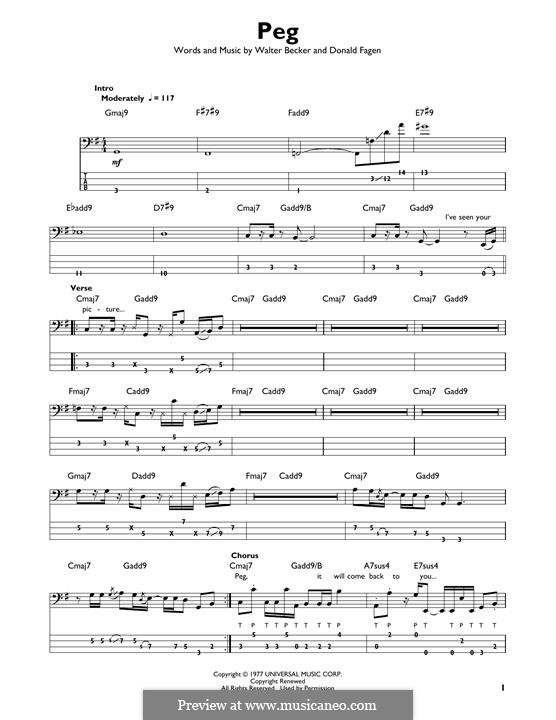 Peg (Steely Dan): Für Bassgitarre mit Tabulatur by Donald Fagen, Walter Becker