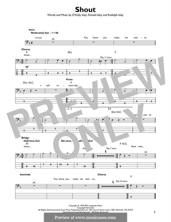 Shout (The Isley Brothers): Für Bassgitarre mit Tabulatur by O'Kelly Isley, Ronald Isley, Rudolph Isley