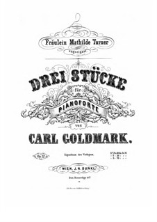 Drei Stücke für Klavier, vierhändig, Op.12: Vollsammlung by Karl Goldmark