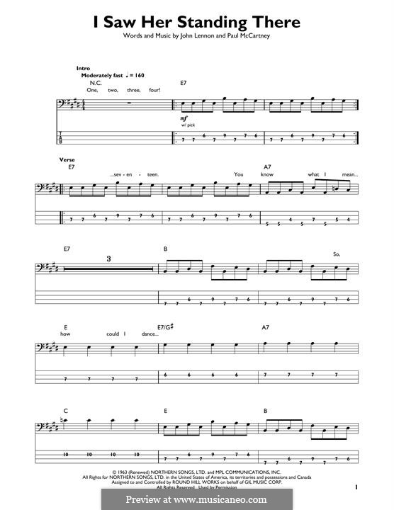 I Saw Her Standing There (The Beatles): Für Bassgitarre mit Tabulatur by John Lennon, Paul McCartney